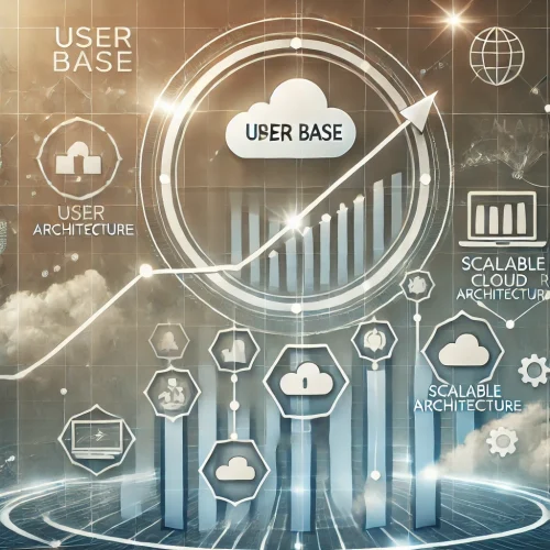 DALL·E 2025-01-08 23.05.58 - A modern and professional graph illustrating an increasing user base supported by scalable cloud architecture. The graph includes a rising line chart